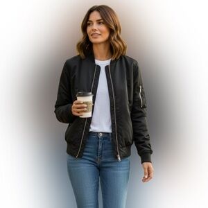 Old Navy Women's Classic Black Bomber Jacket